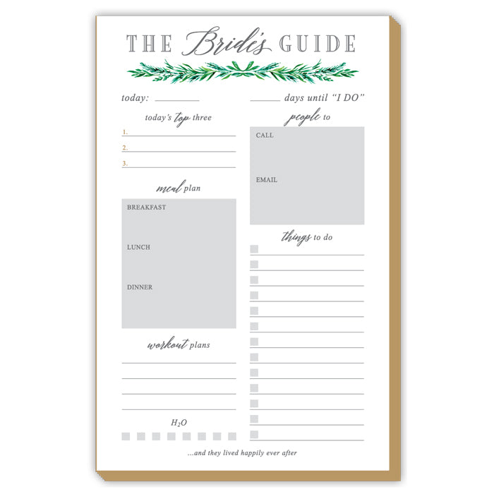 Wedding Greenery Bride's Guide Luxe Large Pad