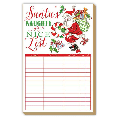 Santa's Naughty Or Nice List Handpainted Santa with Candy Cane and Presents Luxe Large Pad