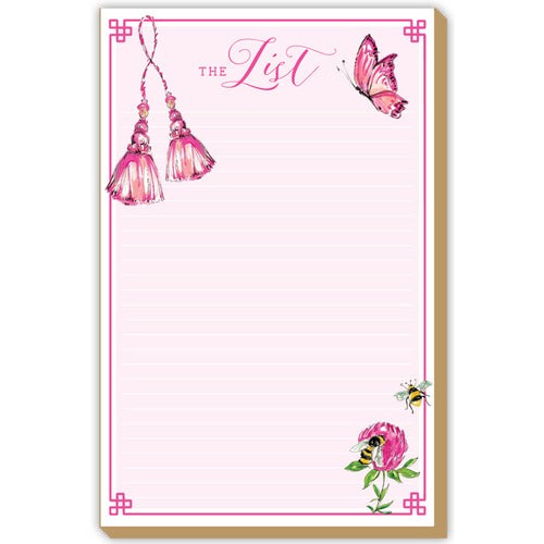 The List Handpainted Tassels and Butterflies Pink Luxe Large Pad