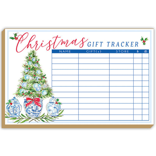 Gift Tracker Blue Holiday Tree with Ginger Jars Luxe Large Pad