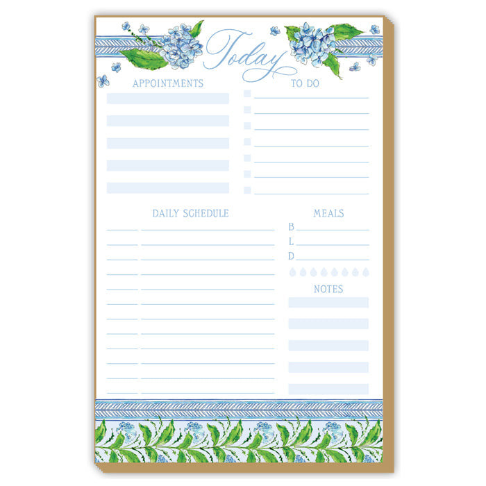 Daily Planner Blue Hydrangea Luxe Large Pad