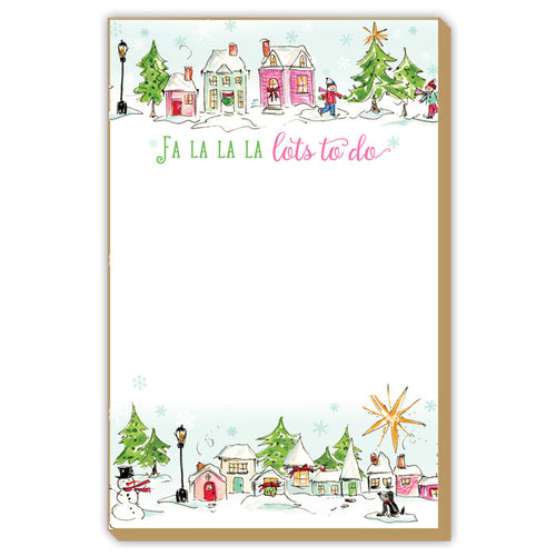 Pink Snowy Village Luxe Large Notepad