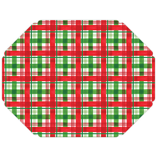 Holiday Green and Red Plaid Posh Die-Cut Placemats