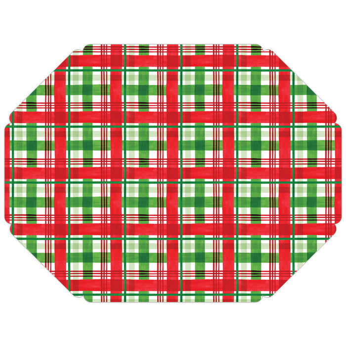 Holiday Green and Red Plaid Posh Die-Cut Placemats