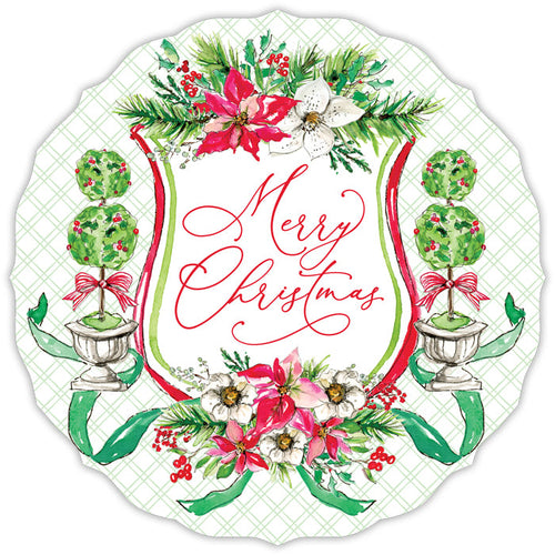 Merry Christmas Holiday Crest Posh Die-Cut Placemats