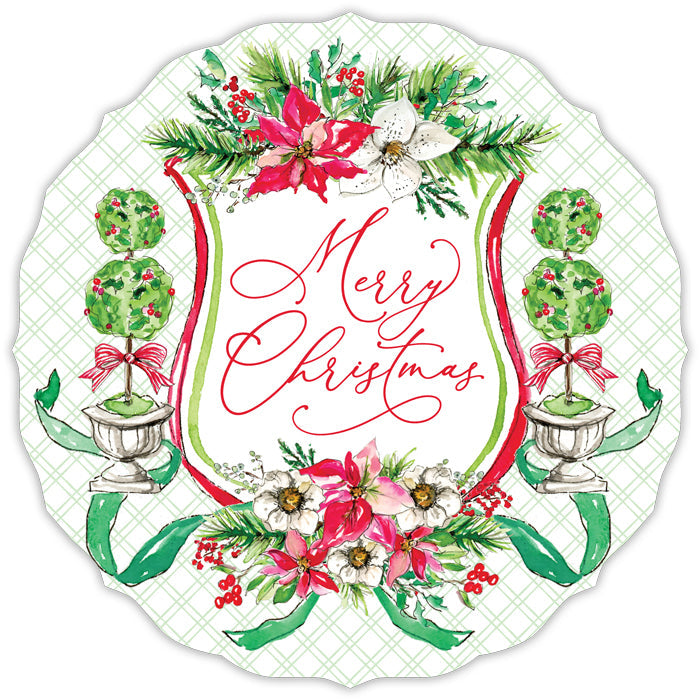 Merry Christmas Holiday Crest Posh Die-Cut Placemats