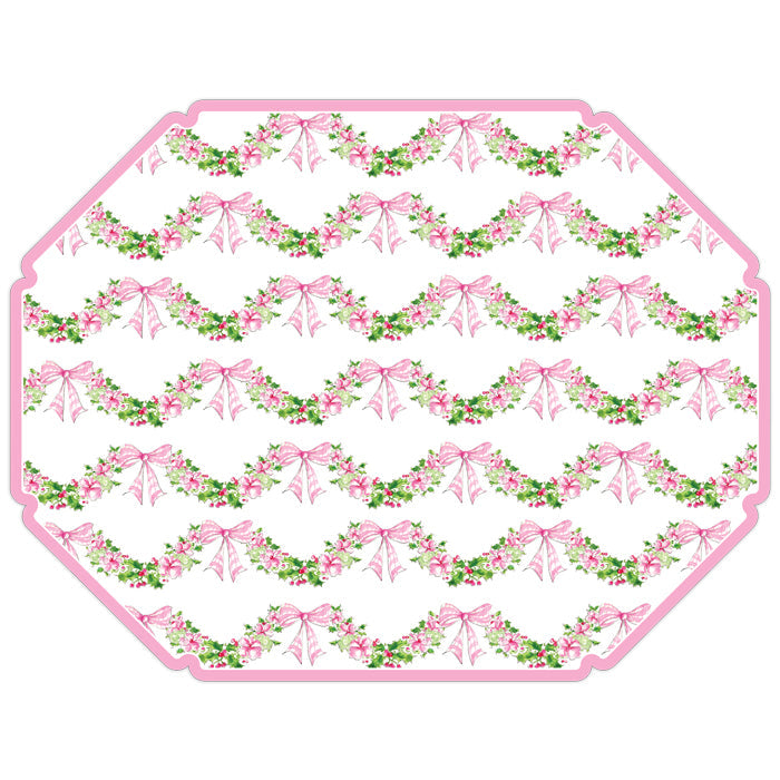 Pink Floral and Holly Swag Posh Die-Cut Placemats