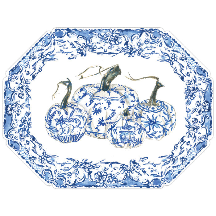 Chinoiserie Pumpkins with Floral Border Posh Die-Cut Placemats