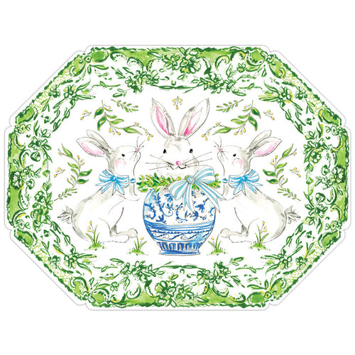 Chinoiserie Egg Bunny Posh Die-Cut Placemat