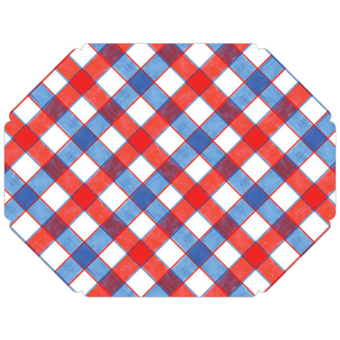 Red White & Blue Buffalo Check Posh Die-Cut Placemats