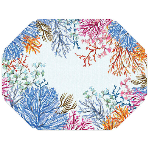 Coastal Blue Coral Posh Die-Cut Placemats