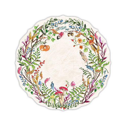 Woodland Mushrooms Wreath Posh Die-Cut Placemats