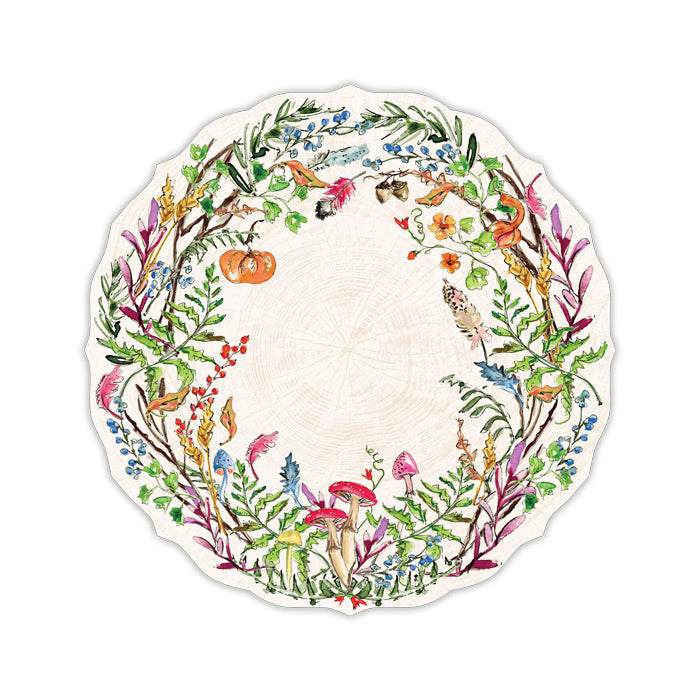 Woodland Mushrooms Wreath Posh Die-Cut Placemats