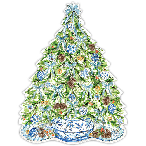 Blue & White Christmas Tree Posh Die-Cut Placemat