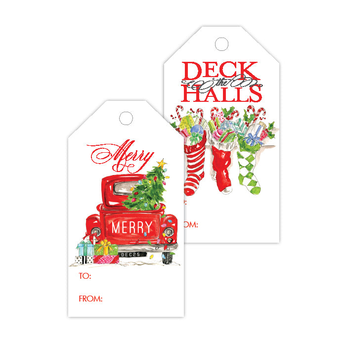 Deck The Hall Vintage Car Gift Tags