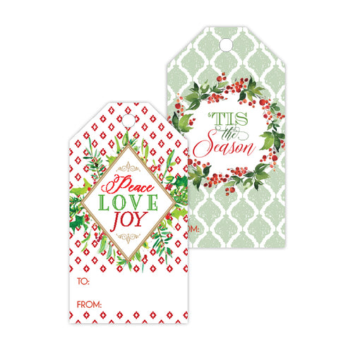 Tis the Season Peace Love Joy Gift Tags