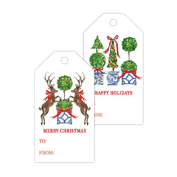 Christmas Topiary Trio Animal Duo Gift Tags