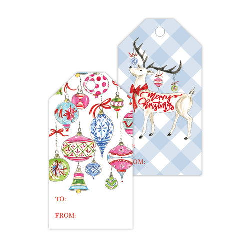 White Reindeer Ornaments Gift Tags