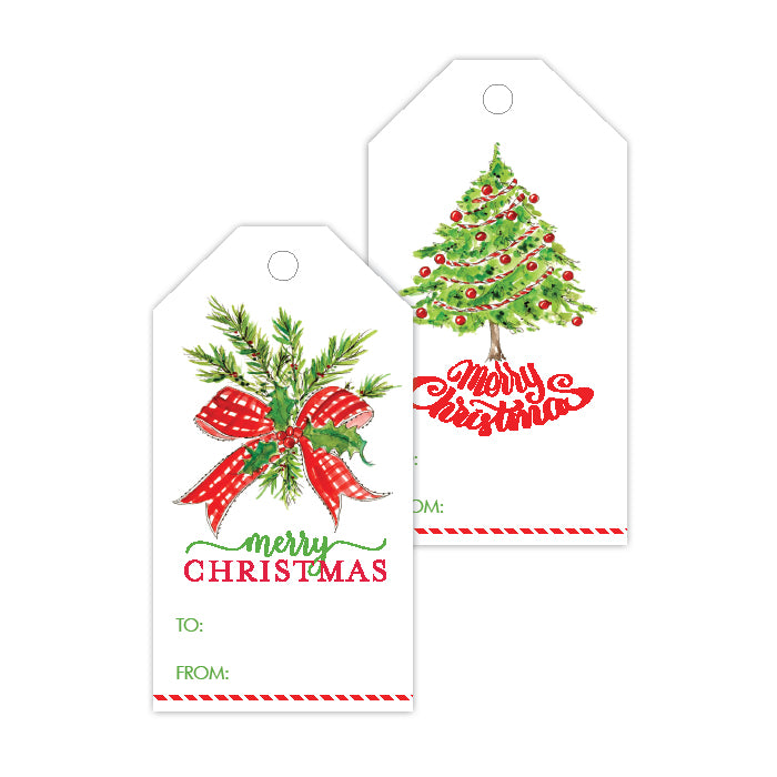 Merry Christmas Tree Mistletoe Gift Tags
