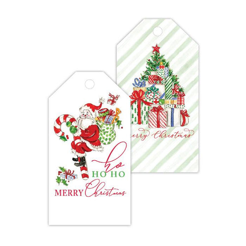Ho Ho Ho Merry Christmas Santa with Candy Cane/Merry Christmas Presents Gift Tags