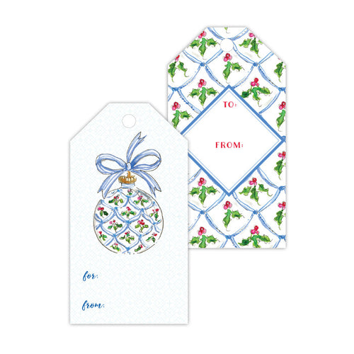 Blue Scallop Holly Berry Gift Tags