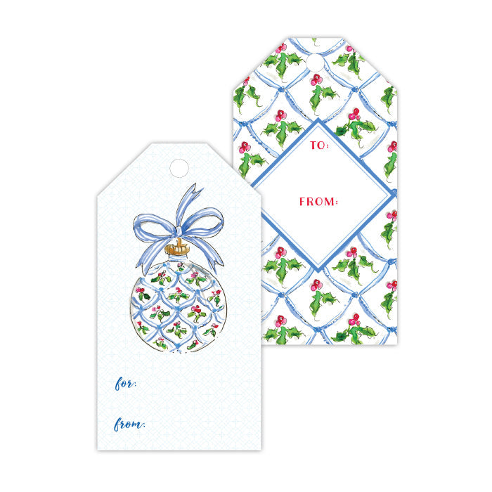 Blue Scallop Holly Berry Gift Tags