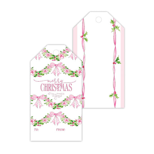 Pink Floral and Holly Swag Gift Tags