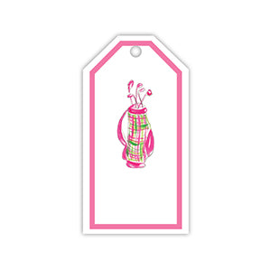 Pink Golf Clubs Gift Tag