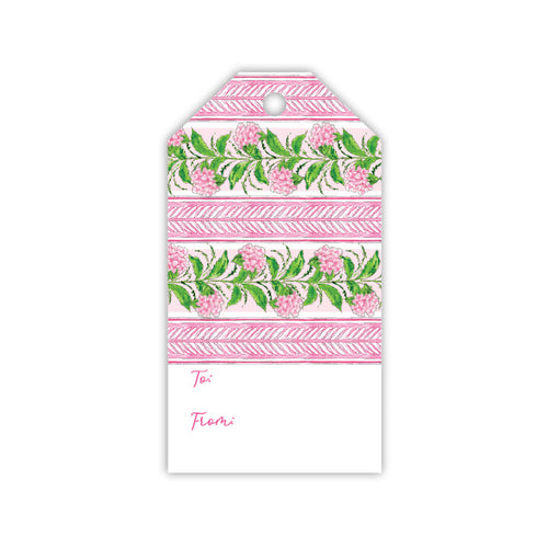 Pink Hydrangea Stripe Gift Tags