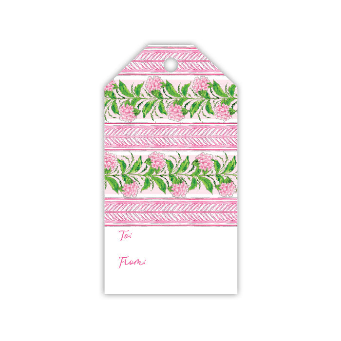 Pink Hydrangea Stripe Gift Tags