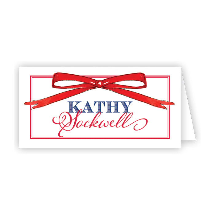 Red Bow Holiday Topairy Place Card
