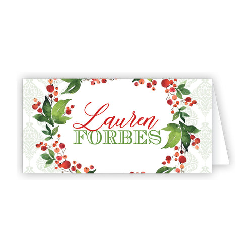 Holly Berries Wreath Place Card