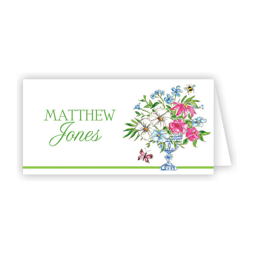 Green Floral Arrangement Place Card