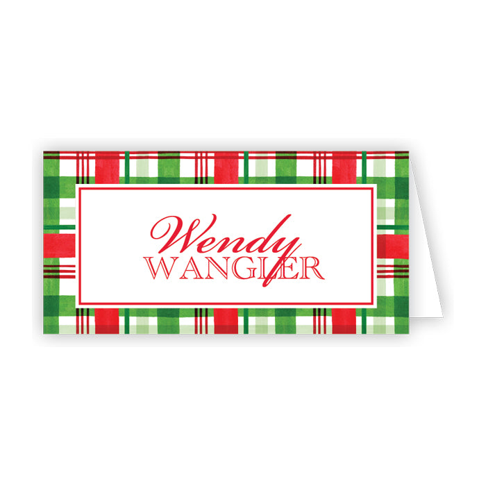 Holiday Green and Red Plaid Place Card