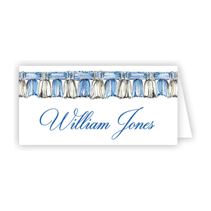 Blue and White Tassels Place Card