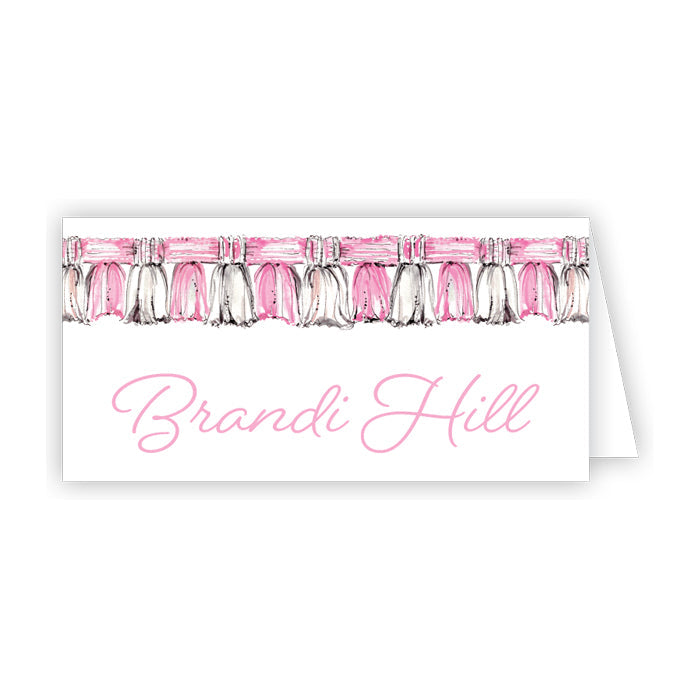 Pink and White Tassels Place Card