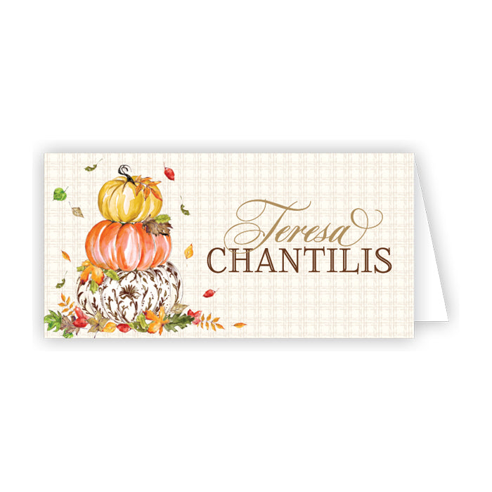 Brown Chinoiserie Pumpkin Tower Place Cards