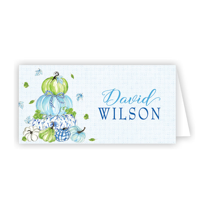 Blue Chinoiserie Pumpkin Tower Place Cards