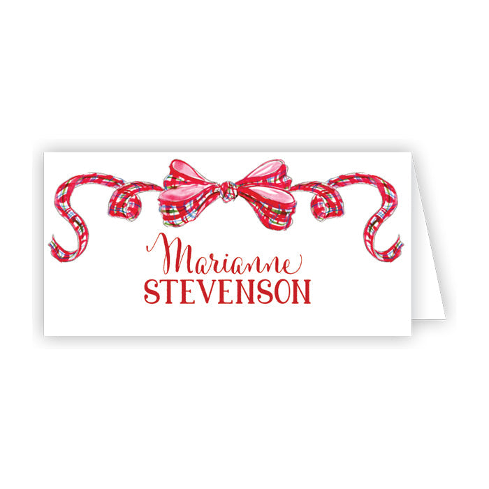 Red Plaid Bow Place Cards