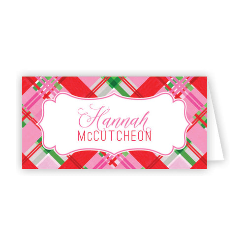 Pink Plaid Place Cards
