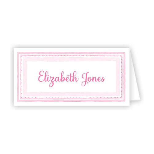 Pink Watercolor Stripe Place Card