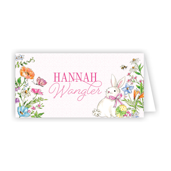 Pink Spring Bunnies Place Card