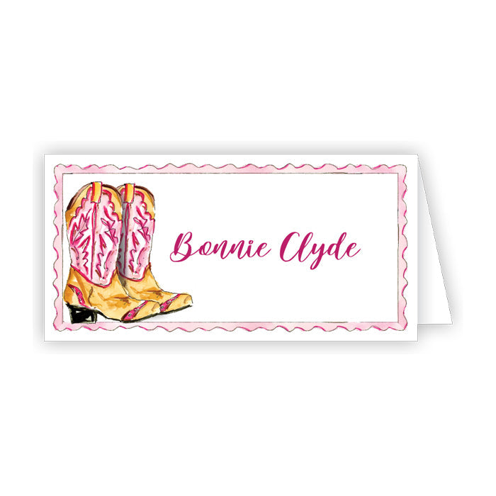 Pink Western Boots Place Cards