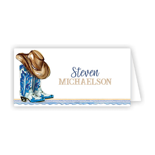 Blue Western Boots Place Cards