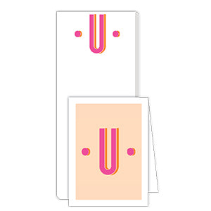 Color Block Monogram U Notepad Note Set