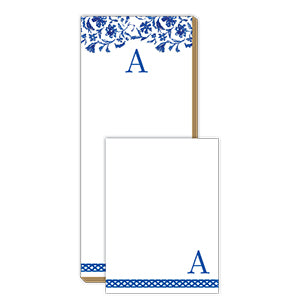 Blue and White Monogram A Notepad Note Set
