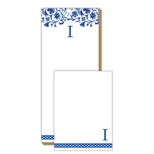 Blue and White Monogram I Notepad Note Set