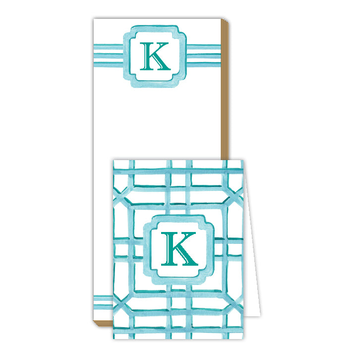 Lattice Monogram K Notepad Note Set