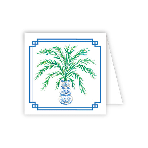 Handpainted Potted Palm-Blue Enclosure Card