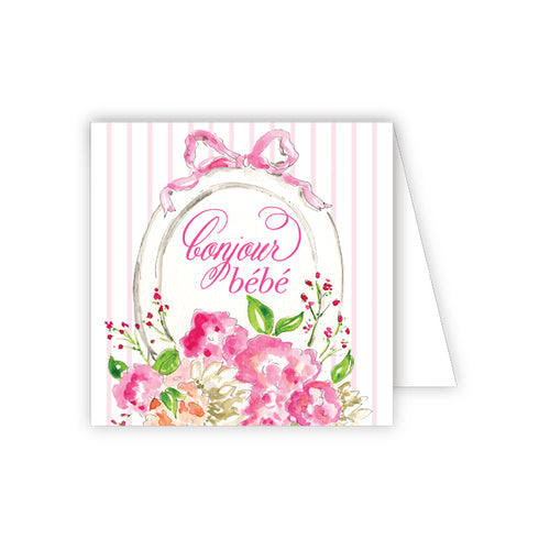 Bonjour Bebe Floral Mirror Pink Enclosure Card
